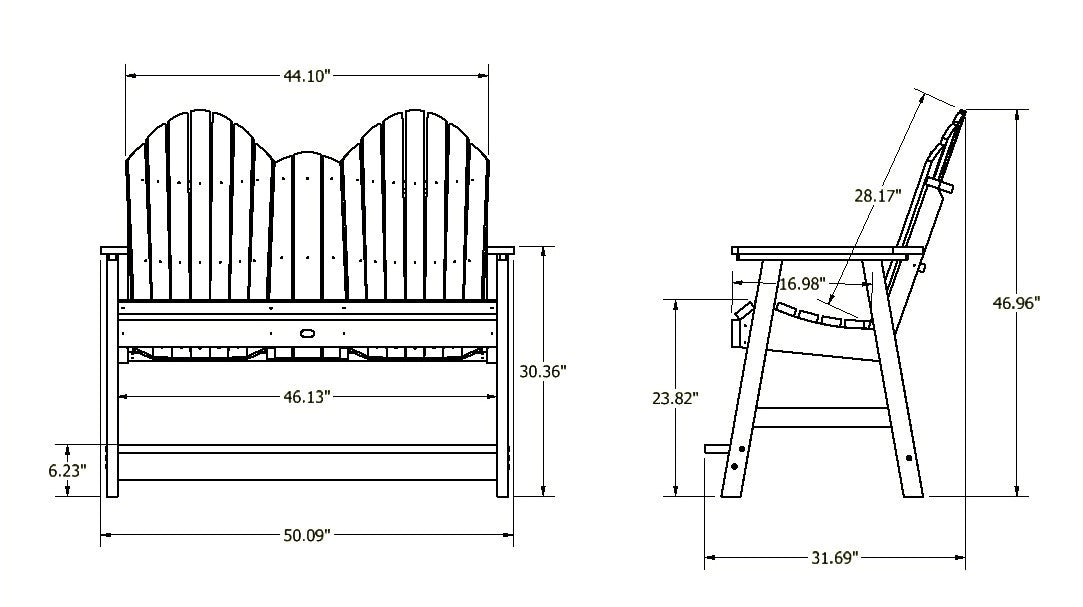 Lighthouse counter height Adirondack bench measurements