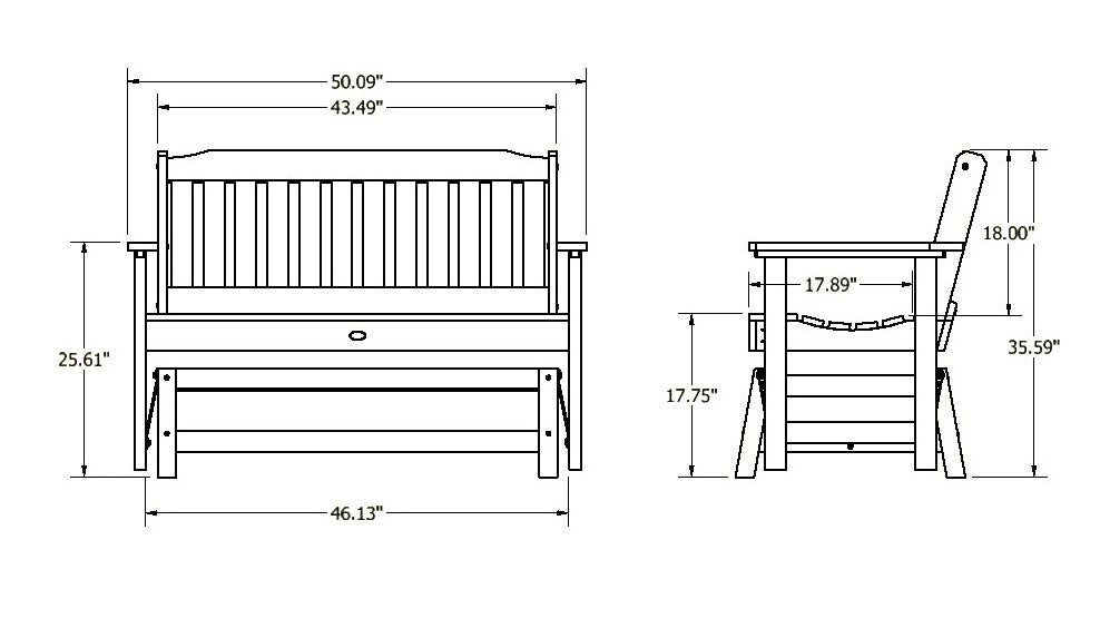 4ft Blue Ridge glider bench measurements
