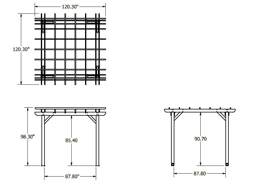 St. Clair 10 x 10 Pergola Measurements