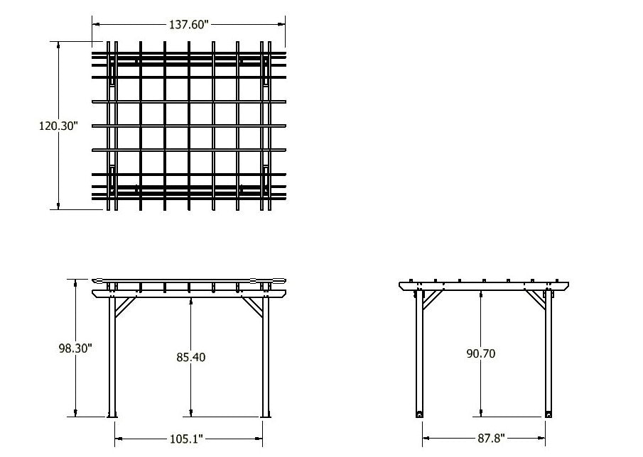 St. Clair 10 x 12 Pergola Measurements