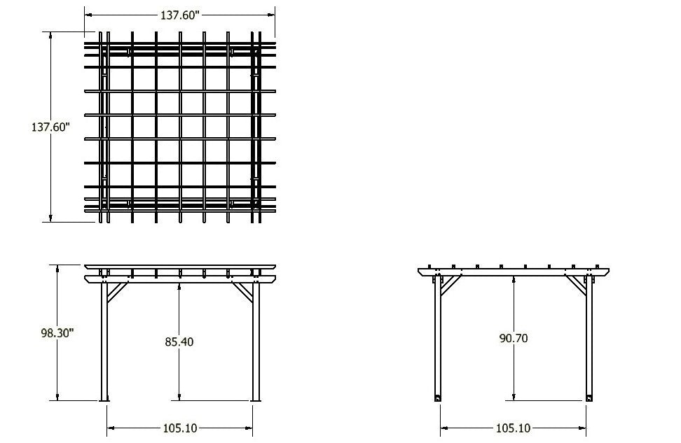 St. Clair 12 x 12 Pergola Measurements