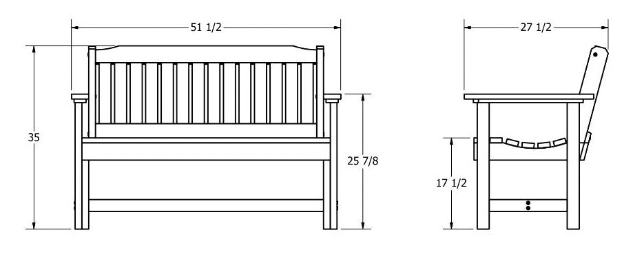 4ft Blue Ridge Commercial Garden Bench Measurements