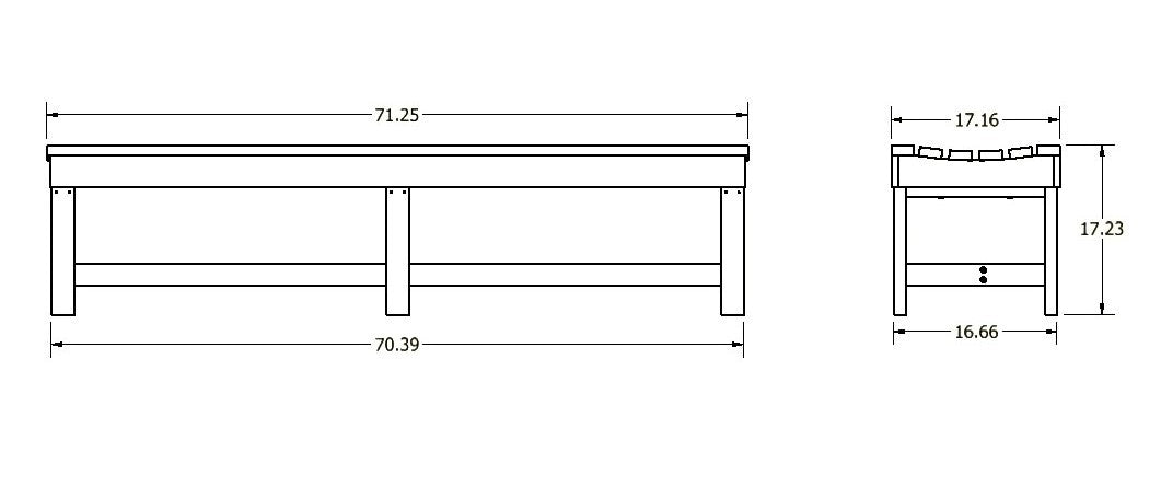 6ft Blue Ridge backless bench measurements