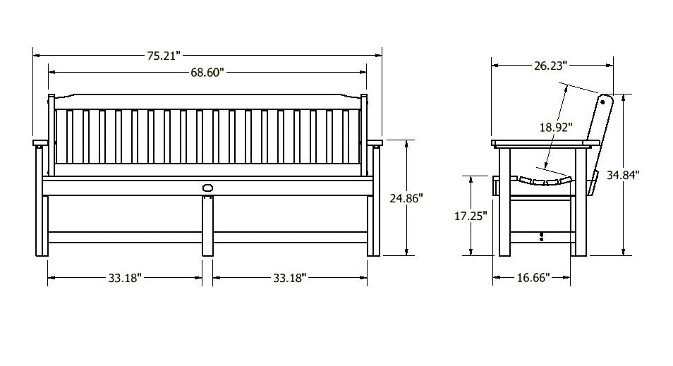 6ft Blue Ridge Garden Bench Measurements
