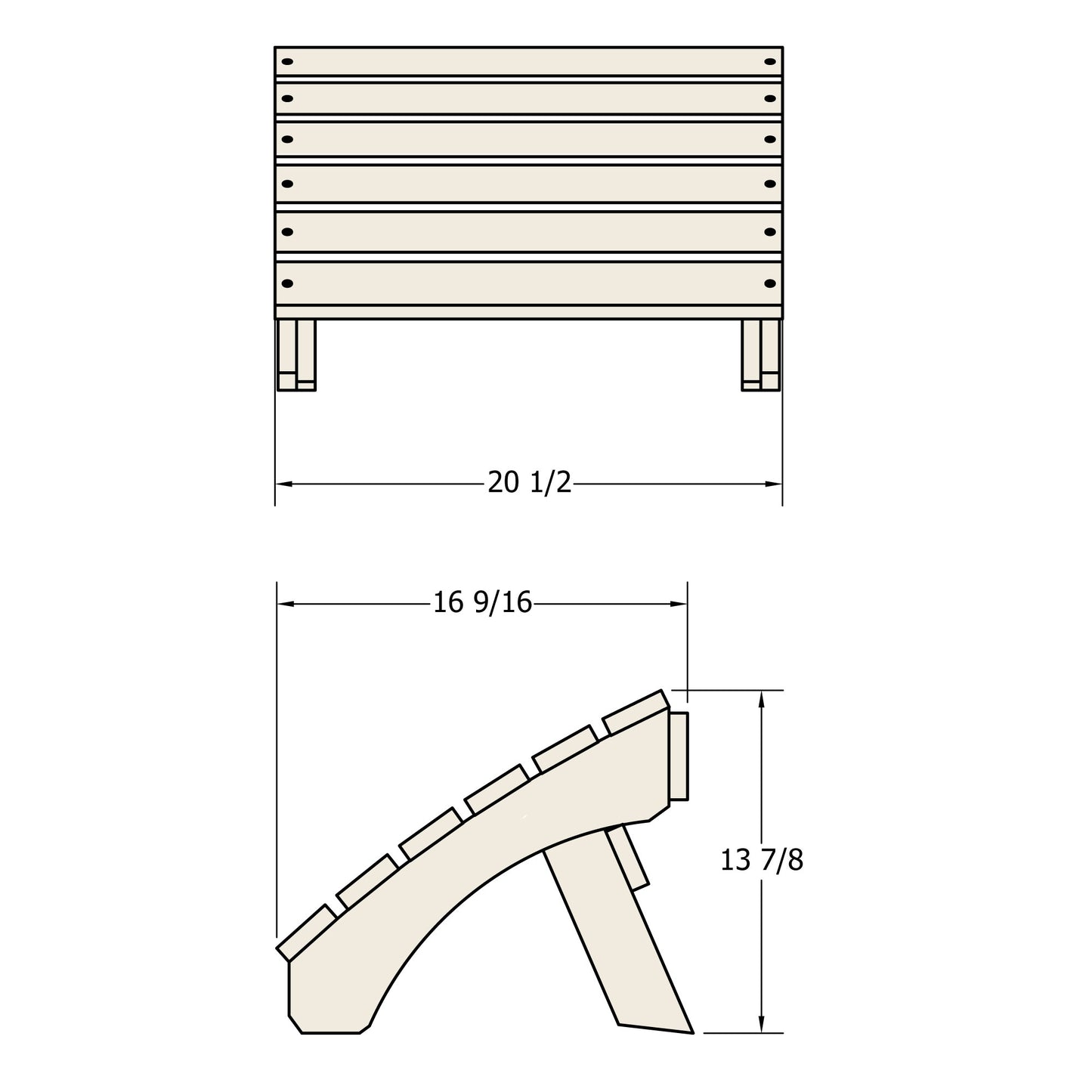 Sunrise Coast folding ottoman measurements