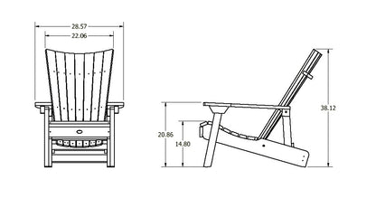 Granite Hills folding and reclining Adirondack chair measurements
