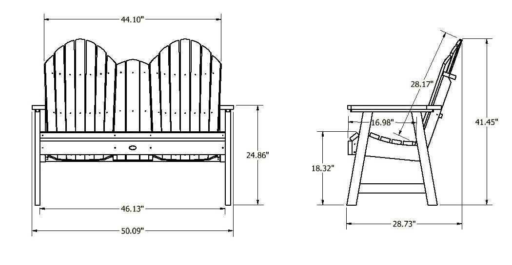 Lighthouse Adirondack bench measurements 