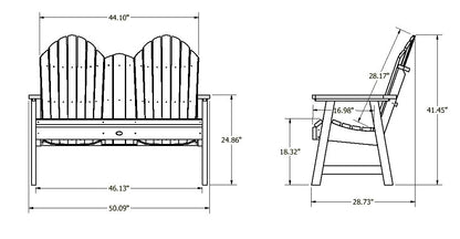 Lighthouse Adirondack bench measurements 