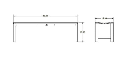 5ft backless Blue Ridge bench measurements