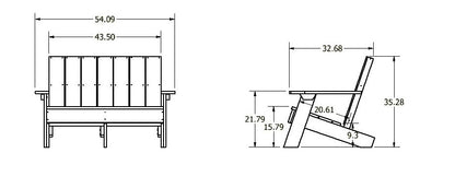 Granite Hills double wide Adirondack chair measurements