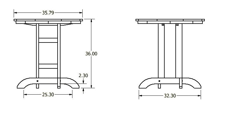 Homestead 36” counter height table measurements