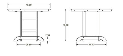 Homestead 48in counter height table measurements