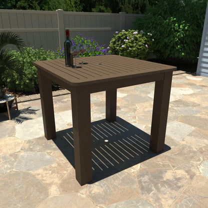 Brown Homestead 42x42 counter height table with wine and glasses