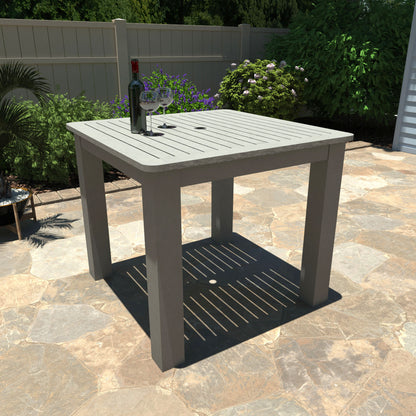 Gray Homestead 42x42 counter height table with wine and glasses