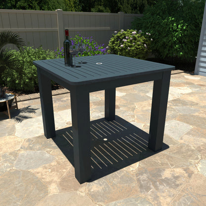 Dark Blue Homestead 42x42 counter height table with wine and glasses