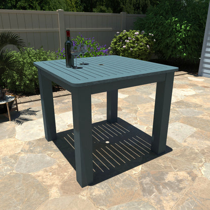 Light blue Homestead 42x42 counter height table with wine and glasses