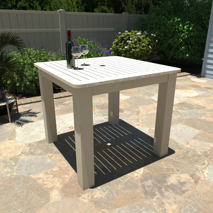 Whitewash Homestead 42x42 counter height table with wine and glasses