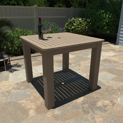 Light brown Homestead 42x42 counter height table with wine and glasses