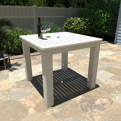 White Homestead 42x42 counter height table with wine and glasses