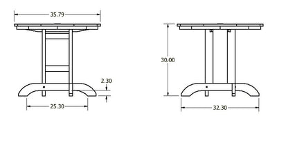 Homestead 36” dining height table measurements