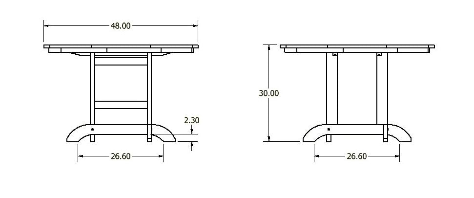 Homestead 48in dining height table measurements