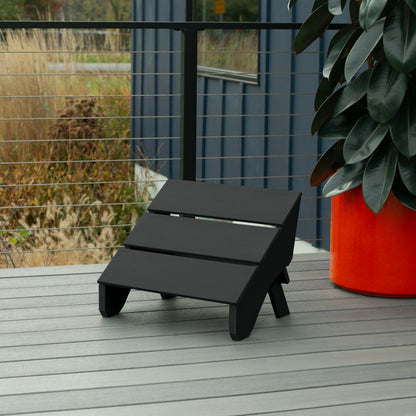 Black Granite Hills folding ottoman on a deck