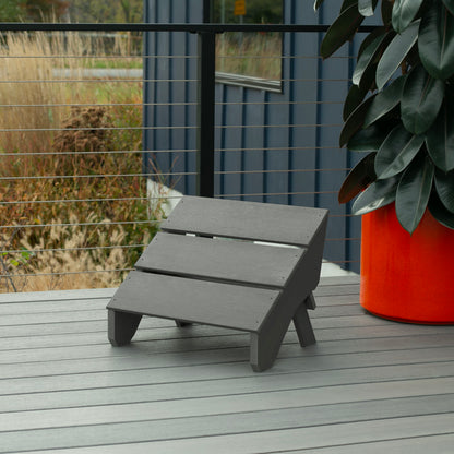 Gray Granite Hills folding ottoman on a deck