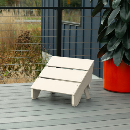 Whitewash Granite Hills folding ottoman on a deck