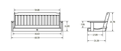 5ft Blue Ridge Porch Swing Measurements