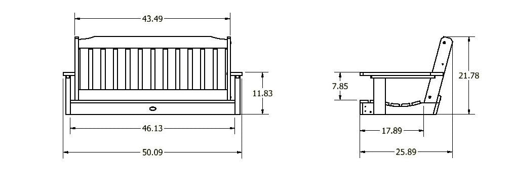 4ft Blue Ridge Porch Swing Measurements