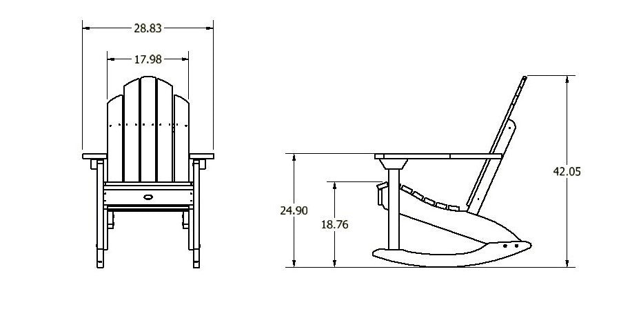 Lighthouse Adirondack rocking chair measurements