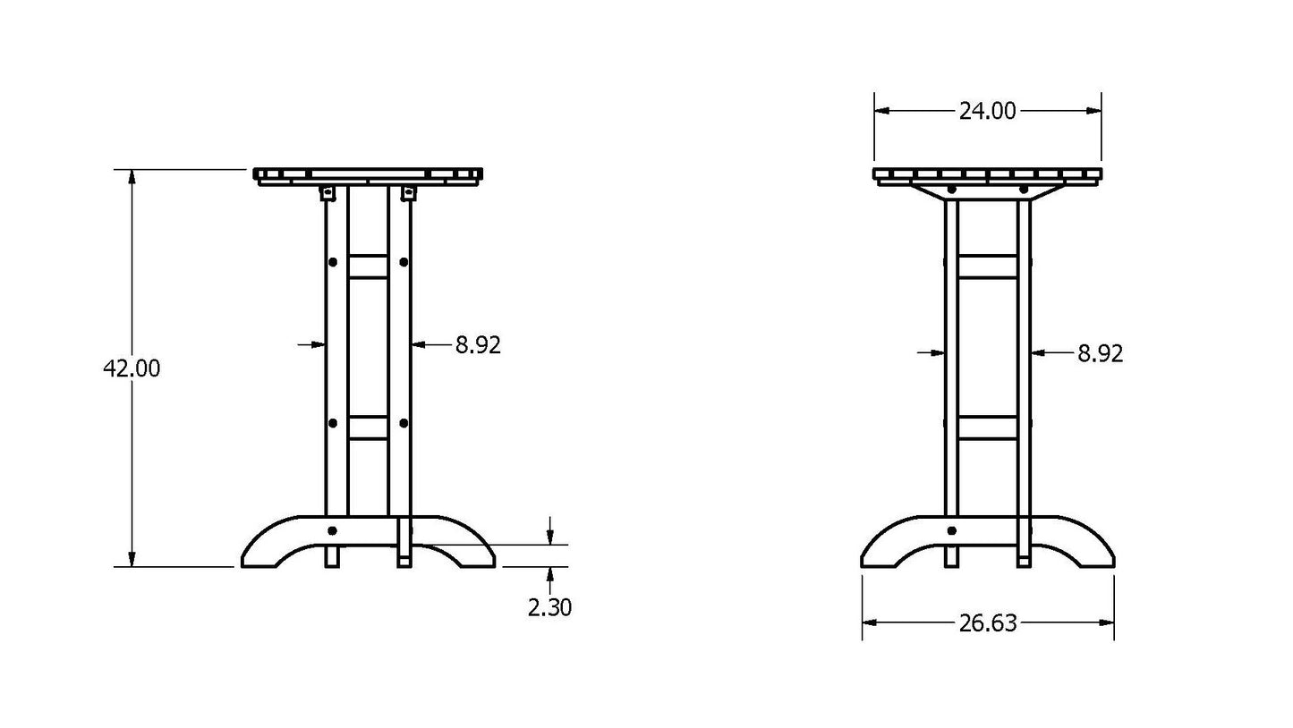 Homestead 24in bar height table measurements