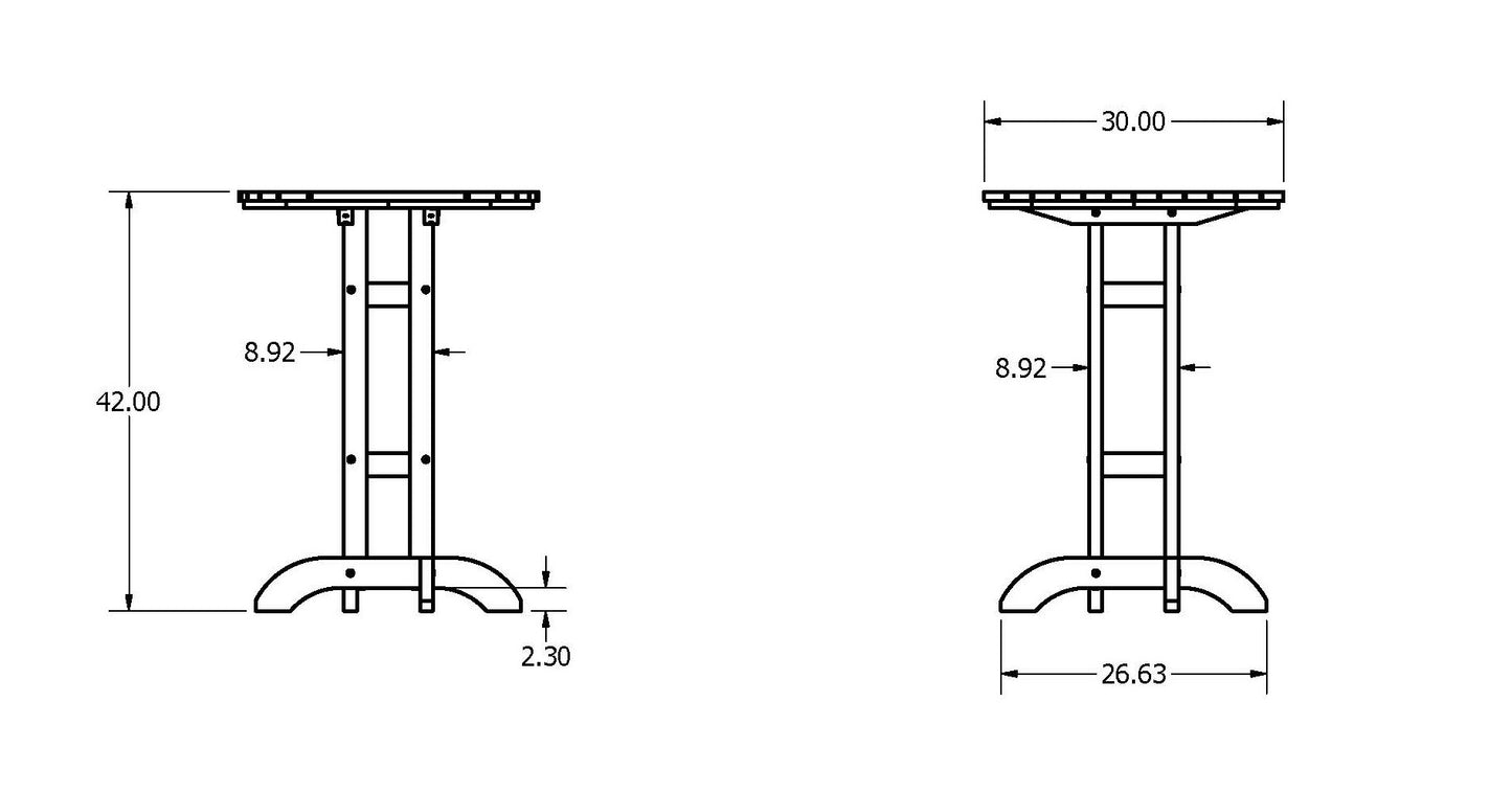 Homestead 30in bar height table measurements