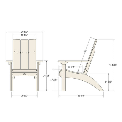 Sunrise Coast modern comfort height Adirondack chair measurements