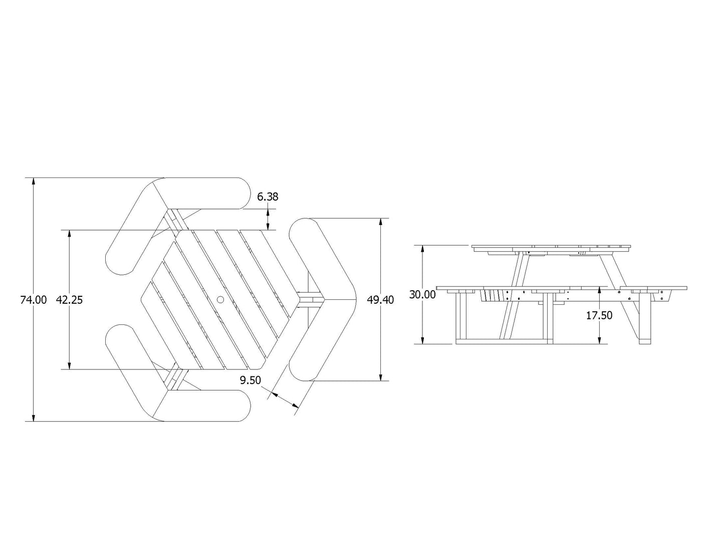 Sunrise Coast Hexagon Picnic Table