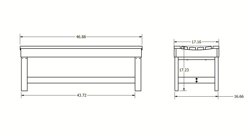 Blue Ridge 4ft commercial grade backless bench measurements