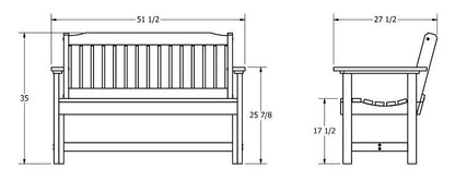 4ft Blue Ridge Commercial Garden Bench Measurements