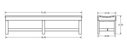 6ft Blue Ridge backless bench measurements
