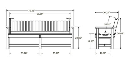 6ft Blue Ridge Garden Bench Measurements