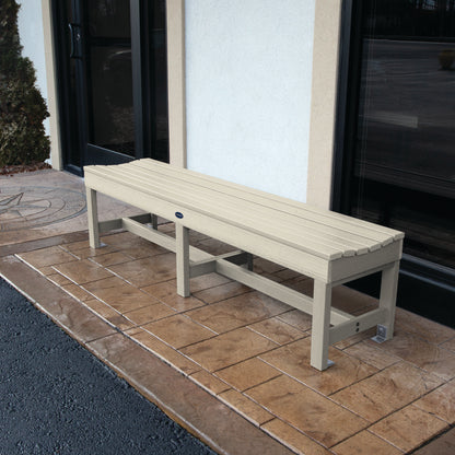 6ft Whitewash Blue Ridge backless bench on stone porch