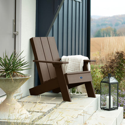 Brown Granite Hills Modern Adirondack chair on porch with blanket and pillow