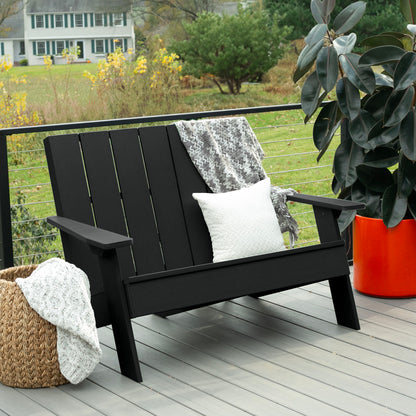 Black Granite Hills double wide Adirondack chair with blankets and pillow