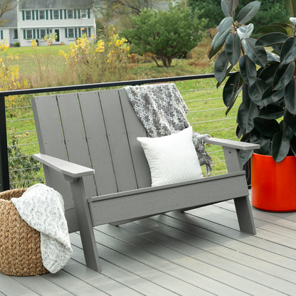 Gray Granite Hills double wide Adirondack chair with blankets and pillow
