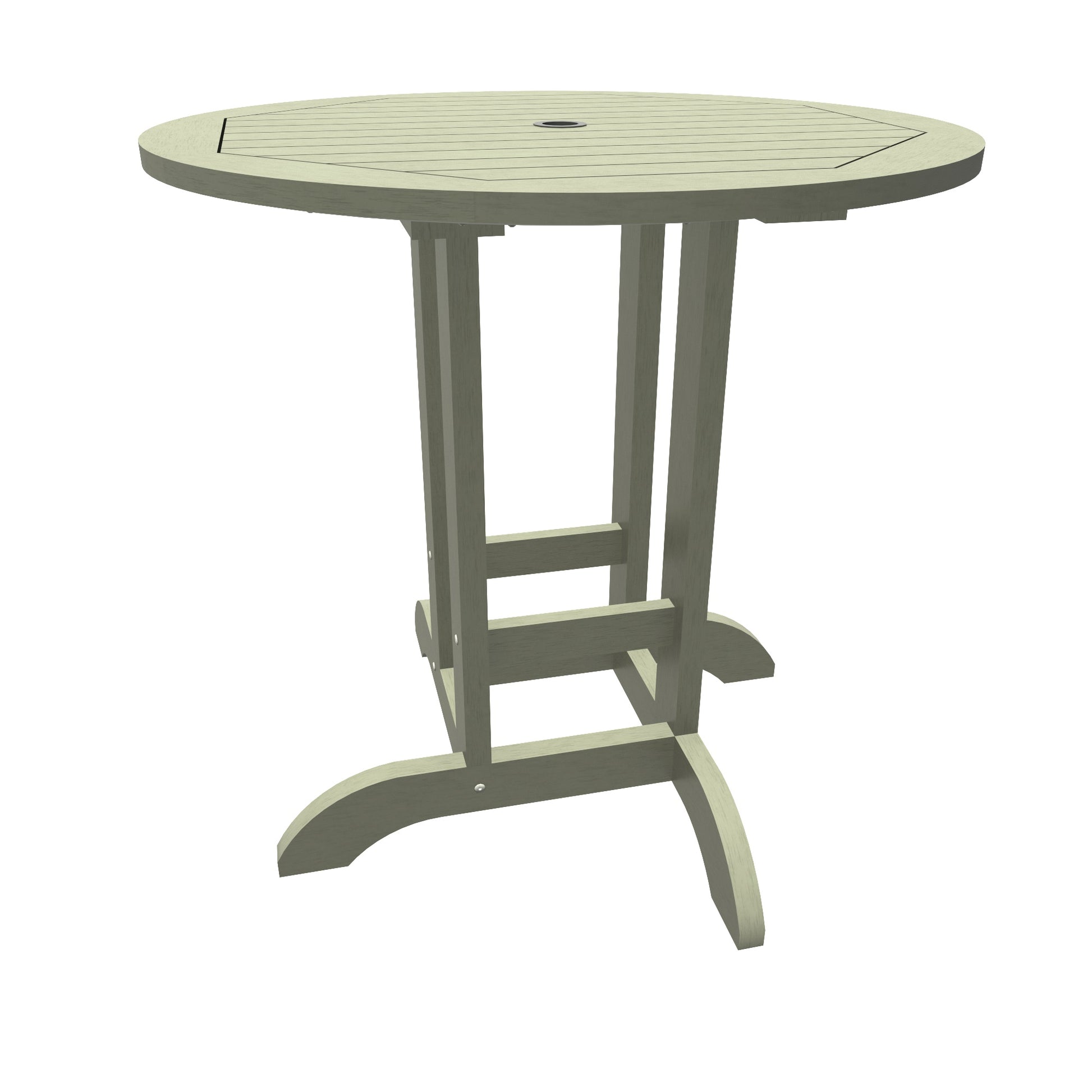 Light green 36” diameter counter height table with wine glasses