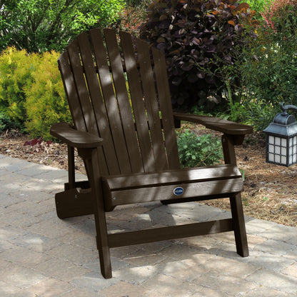 Brown Horizon Adirondack chair on stone with trees in background