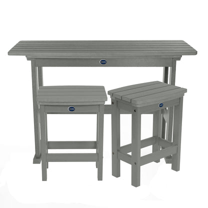 Light blue Blue Ridge counter height balcony set on a deck