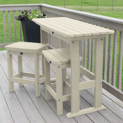 Whitewash Blue Ridge counter height balcony set on a deck
