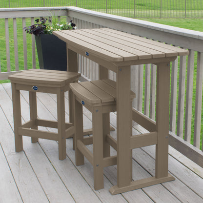 Light brown Blue Ridge counter height balcony set on a deck