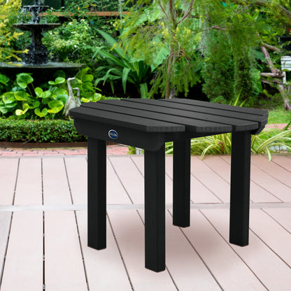 Black Lighthouse side table on wooden patio