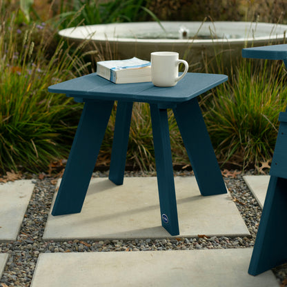 Blue Granite Hills side table with book and coffee mug